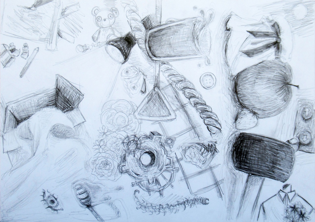 自由連想デッサンをしました。 | 岡山県立鴨方高等学校